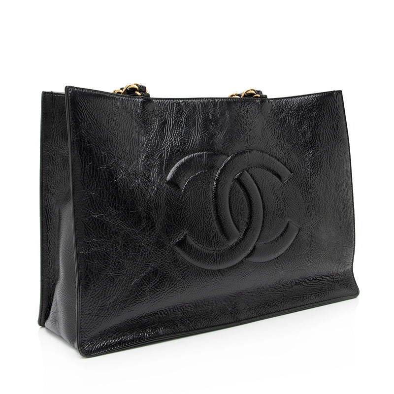 Chanel Shiny Aged Calfskin Timeless CC E/W Shopping Tote (SHF-FZUf4Q)