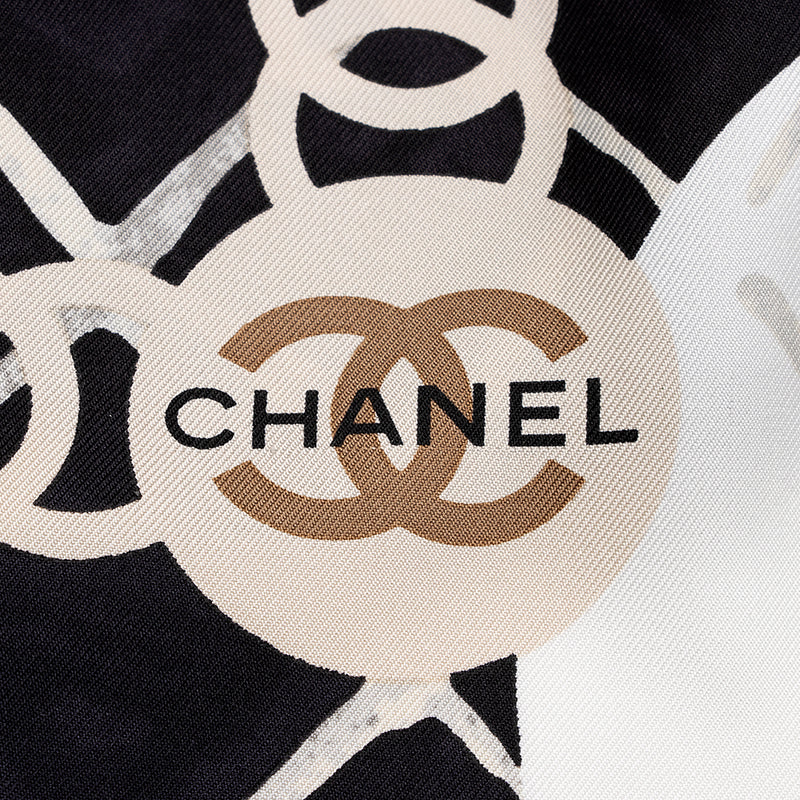 Chanel Silk Camellia CC Square Scarf (SHF-20679)