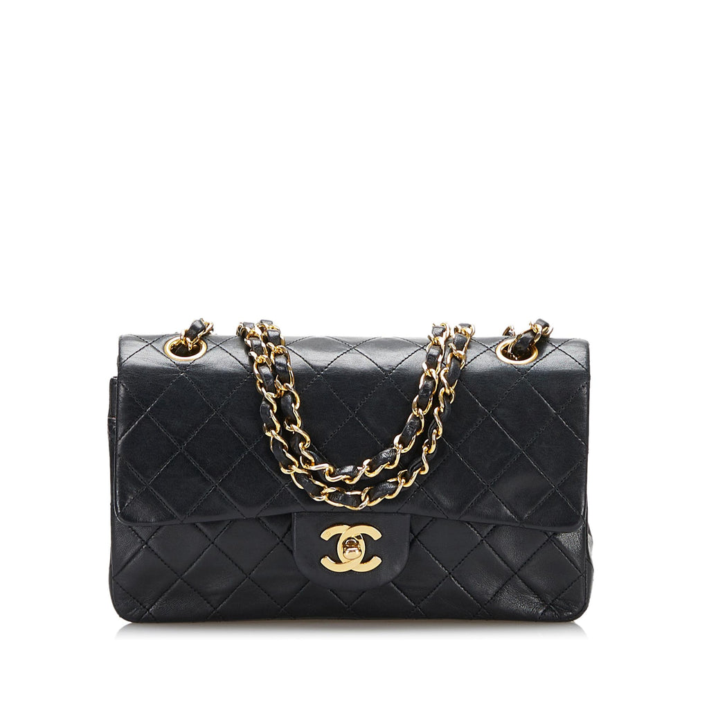 CHANEL Lambskin Quilted Mini Lacquered Chain Clutch Black 1034454