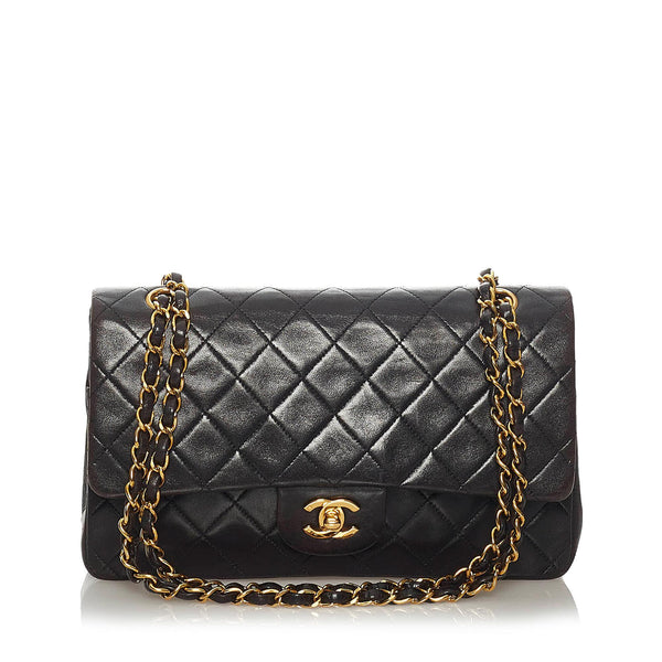 Chanel Small Classic Lambskin Leather Double Flap Bag (SHG-28853)