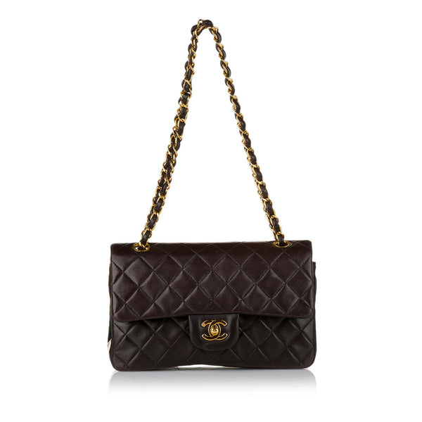 Chanel Small Classic Lambskin Leather Double Flap Bag (SHG-31213)