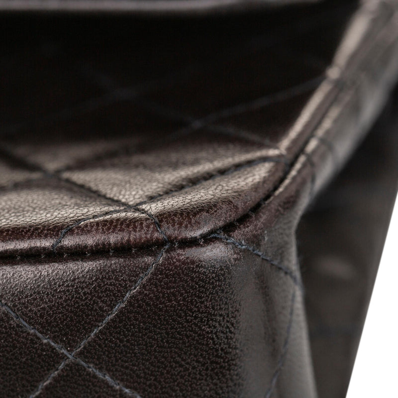 CHANEL Classic Jumbo Double Flap Lambskin Leather Shoulder Bag Black 2
