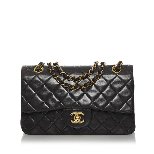 Chanel Small Classic Lambskin Leather Double Flap Bag (SHG-34199