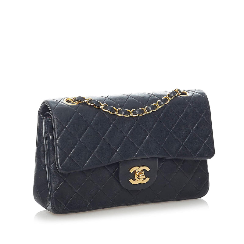 Chanel Small Classic Lambskin Leather Double Flap Bag (SHG-34518)