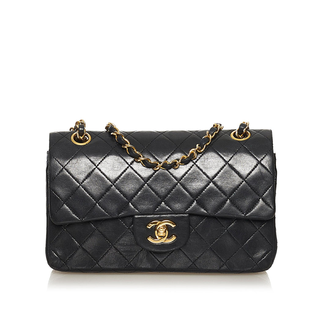 Chanel Small Classic Lambskin Leather Double Flap Bag (SHG-34538)