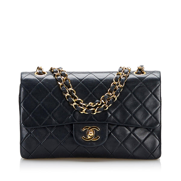 Chanel Small Classic Lambskin Leather Double Flap Bag (SHG-36956)