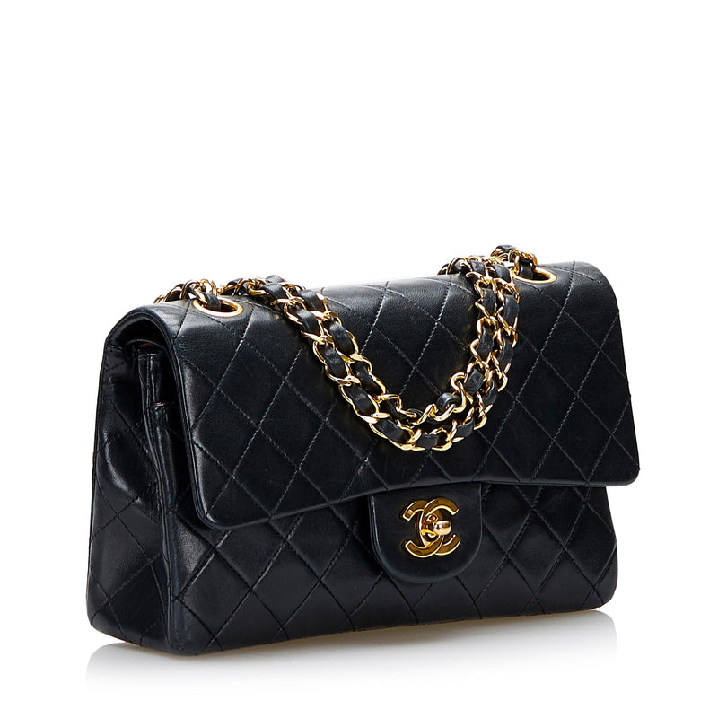 Chanel Small Classic Lambskin Leather Double Flap Bag (SHG-36956)