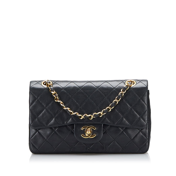 chanel black double flap bag small