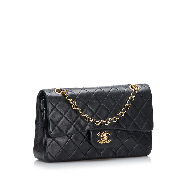 Chanel Small Classic Lambskin Leather Double Flap Bag (SHG-AUyedS) – LuxeDH