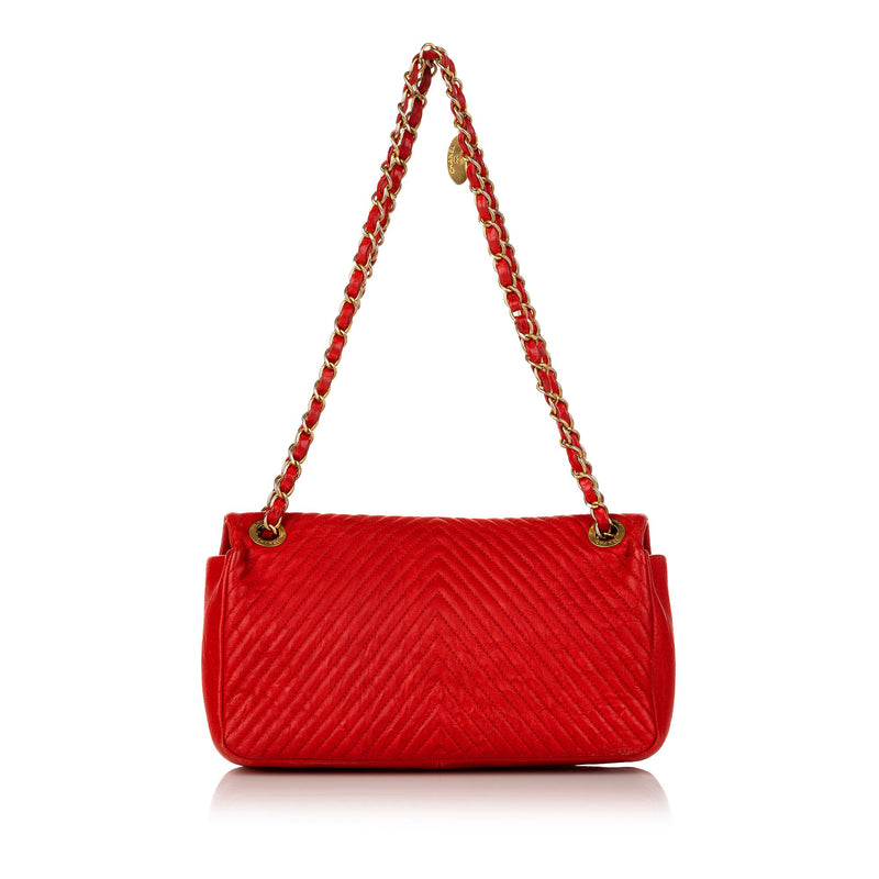 CHANEL, Bags, This Is A 0 Authentic Chanel Calfskin Chevron Small Flap  Handbag In 19a Red