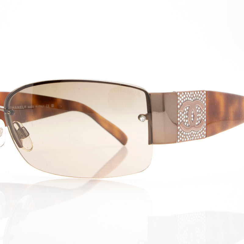 Chanel Interlocking CC Logo Oversize Sunglasses - Brown Sunglasses