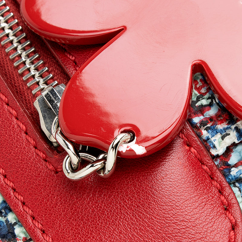 Chanel Duffle Bag Clover Red Tweed Silver