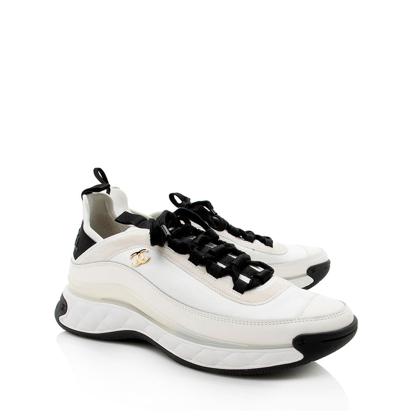 Chanel Velvet & Calfskin CC Sneakers - Size 10.5 / 40.5 (SHF-17937