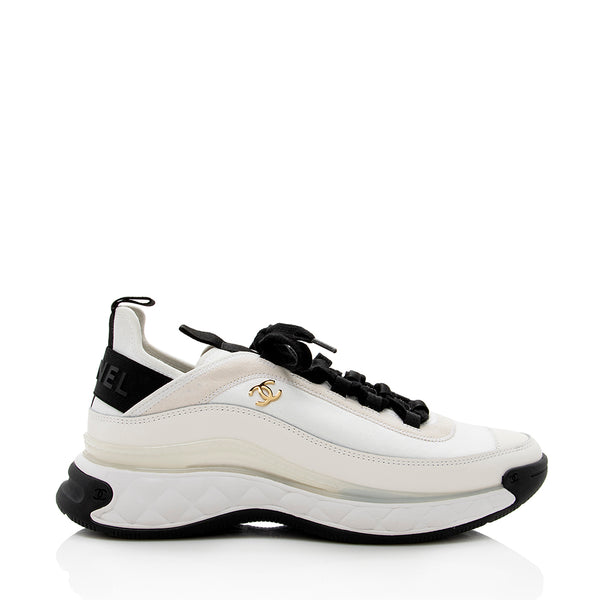Chanel Velvet & Calfskin CC Sneakers - Size 10.5 / 40.5 (SHF-17937)