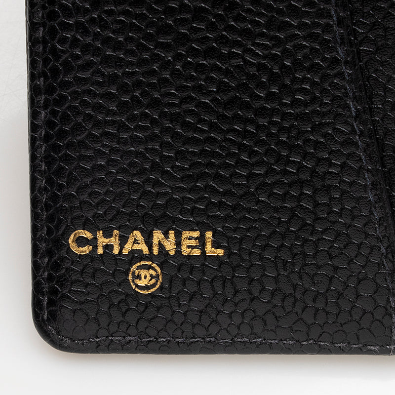 Chanel Timeless CC Ring Black Caviar Agenda Passport Cover Gold with Box