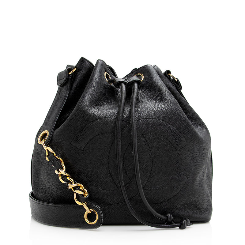 Chanel Vintage Caviar Leather Drawstring Shoulder Bag (SHF-21297
