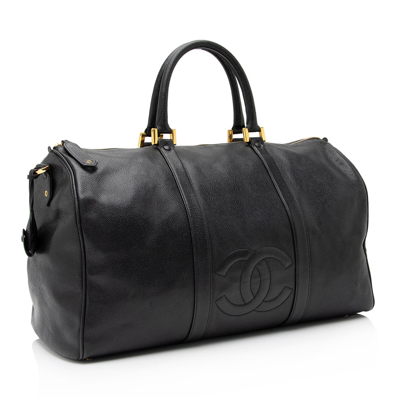 Timeless Chanel Black Quilted Caviar Leather Classic Jumbo Single