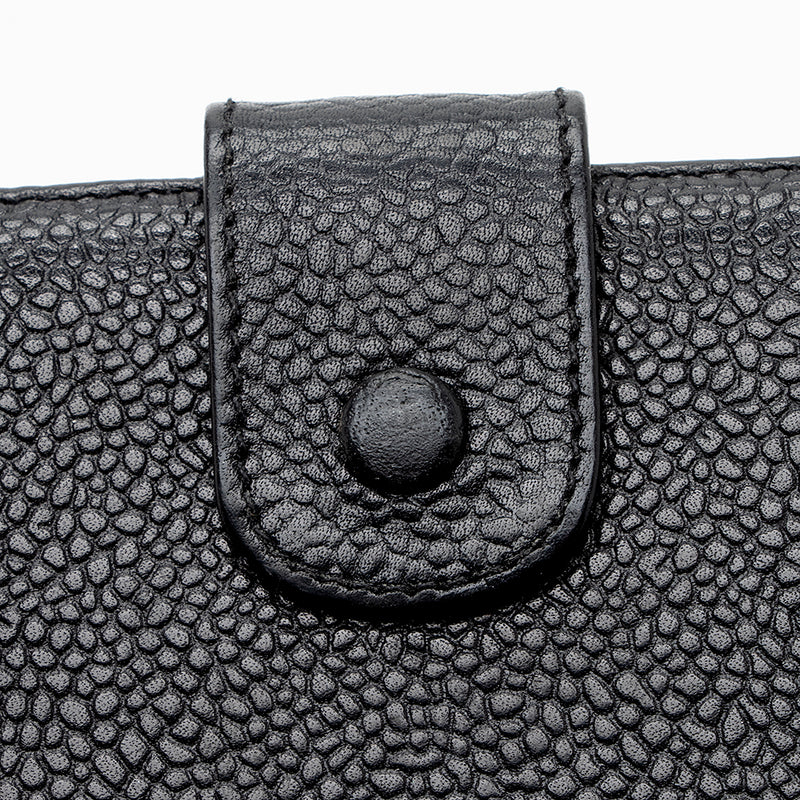 CHANEL Authentic Caviar Skin Bifold Compact Mini Wallet