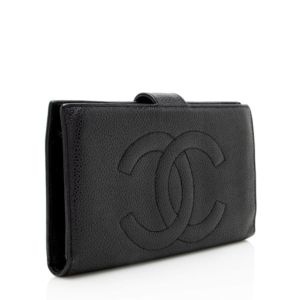Chanel Vintage Caviar Leather Timeless French Purse Wallet (SHF-18000)