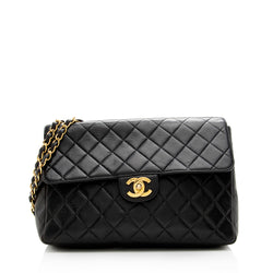 Chanel Vintage Black Lambskin Classic Flap Bag Gold Hardware