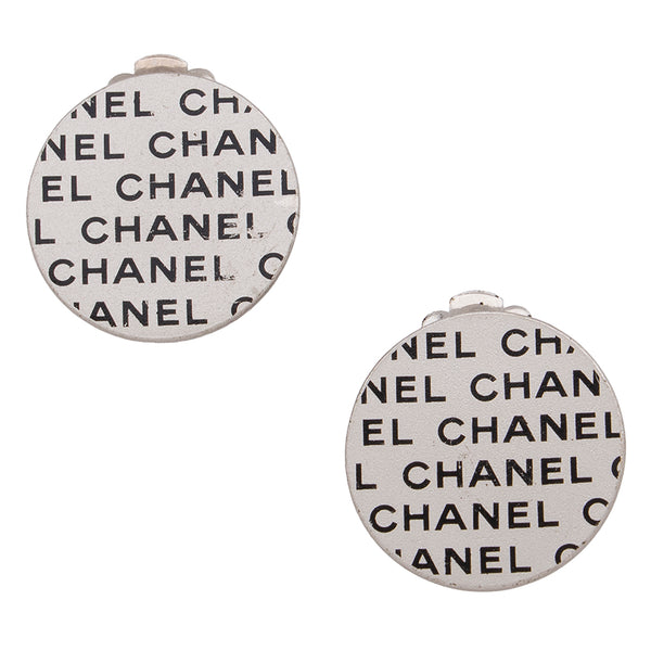 Chanel Vintage Logo Round Clip On Earrings (SHF-14409)