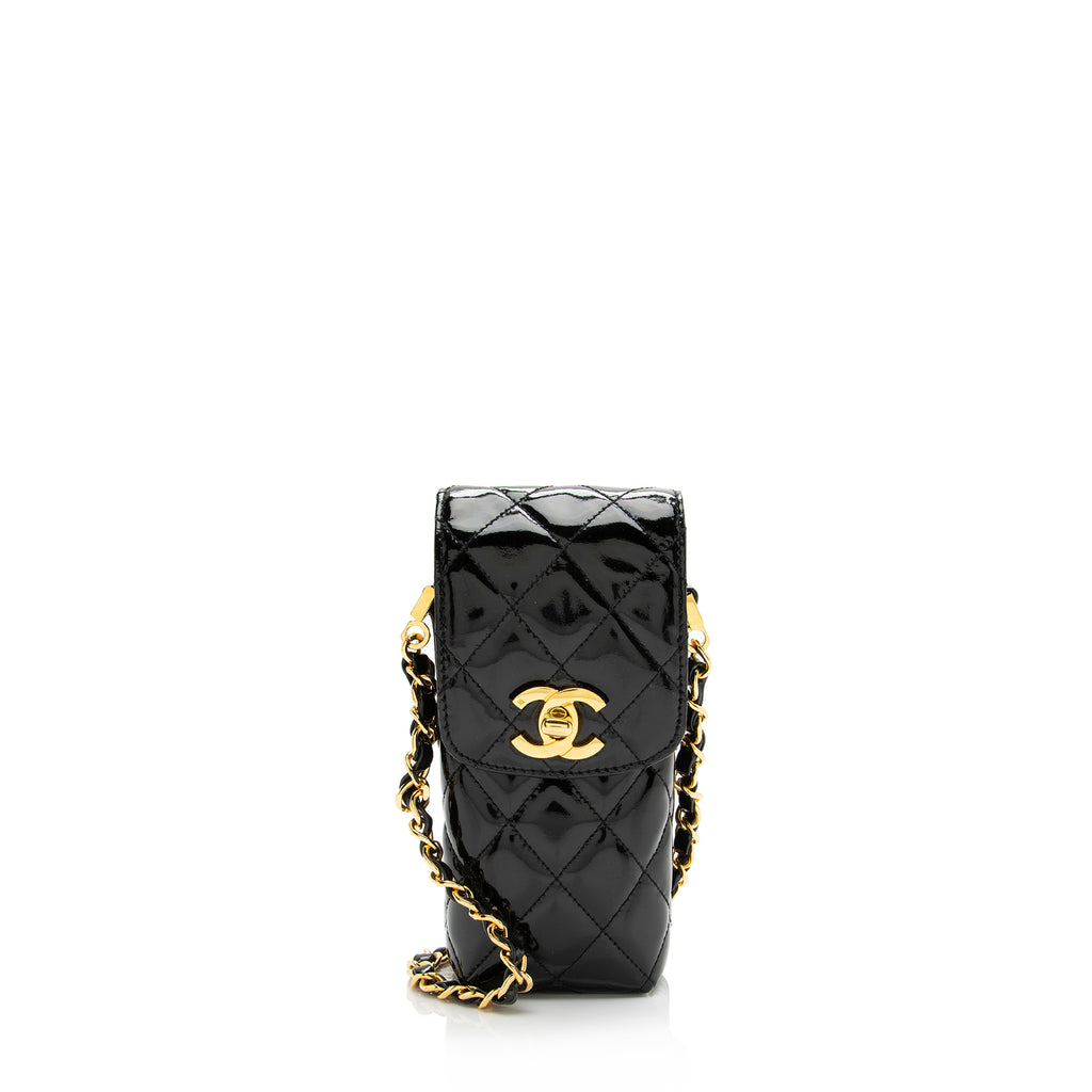 Chanel Coco First Flap Phone Holder with Chain Quilted Caviar