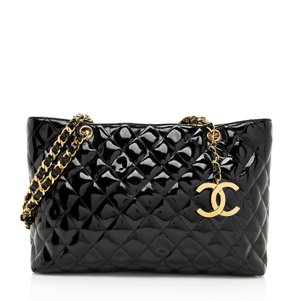 Chanel Black/Orange Perforated Leather CC Chain Tote Chanel