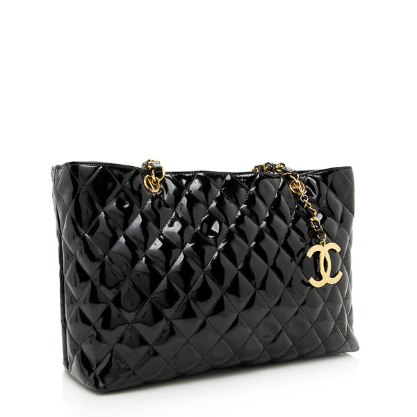 Chanel Vintage Chanel Large CC Logo Black Lambskin Leather