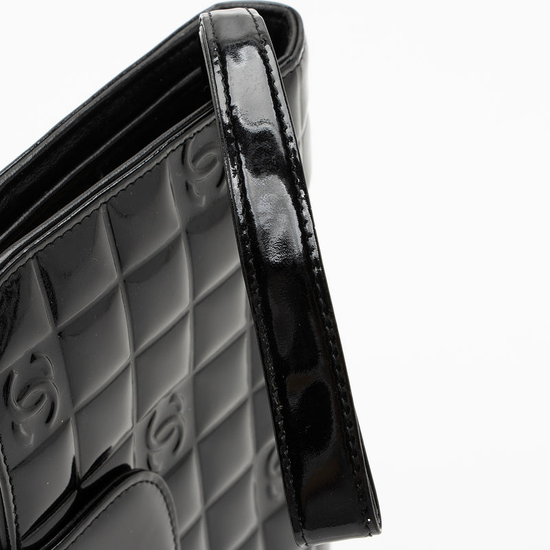 Chanel Vintage Patent Leather Chocolate Bar Wallet (SHF-22754)