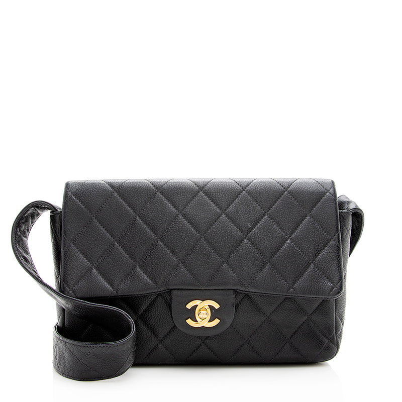 Chanel Black Vintage Caviar Classic Quilted Flap Shopper Tote Bag