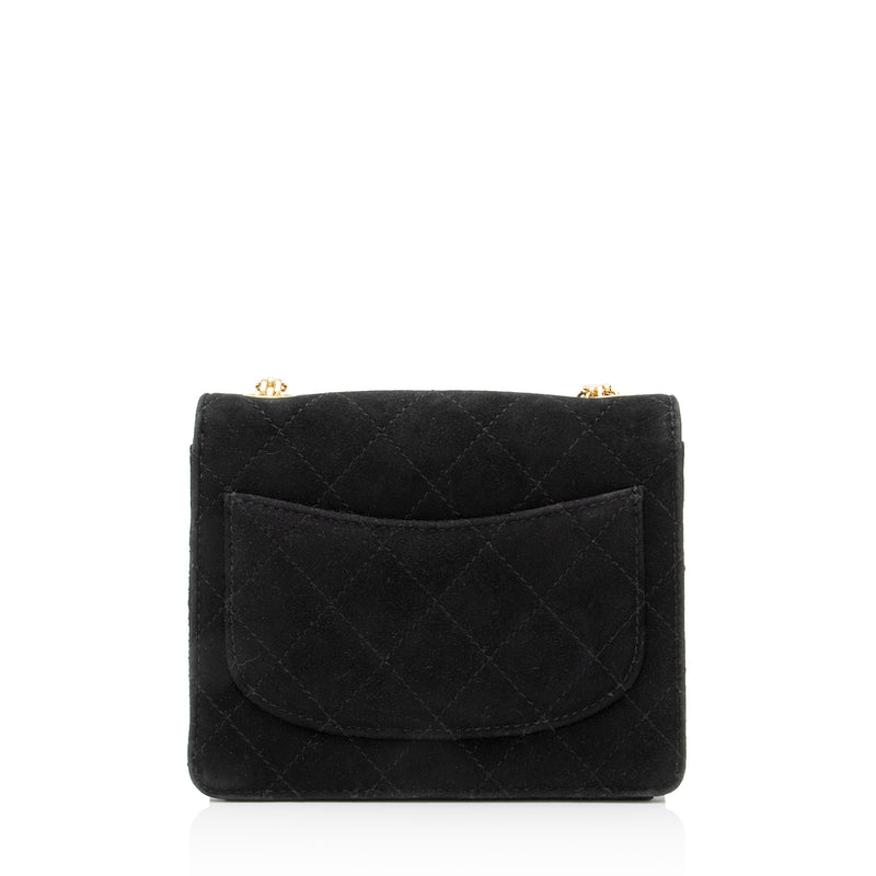 Chanel Vintage Quilted Suede Mademoiselle Bijoux Chain Mini Flap