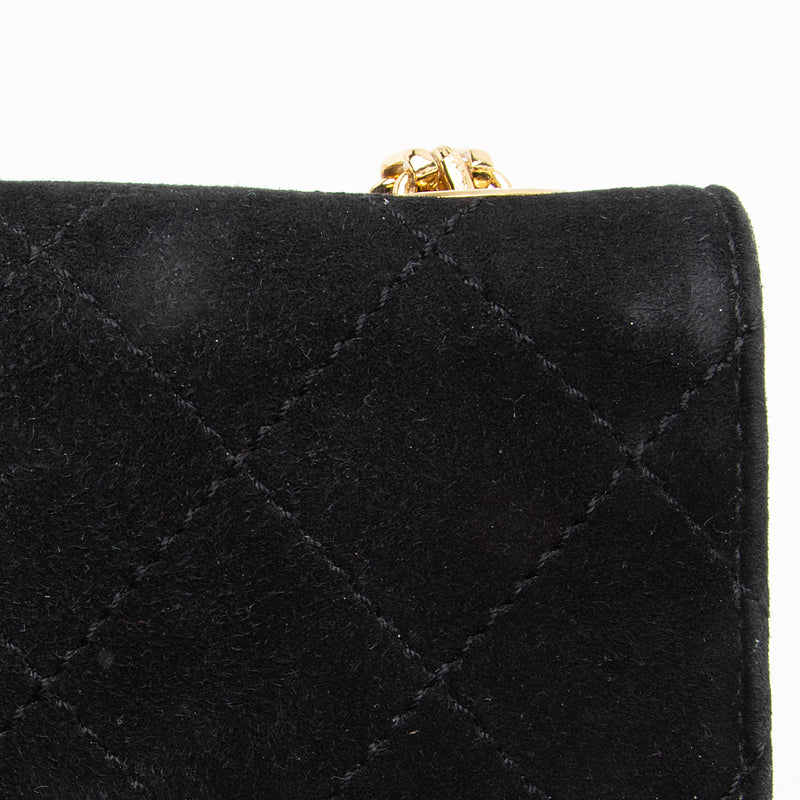 Chanel Vintage Quilted Suede Mademoiselle Bijoux Chain Mini Flap Bag (SHF-23077)