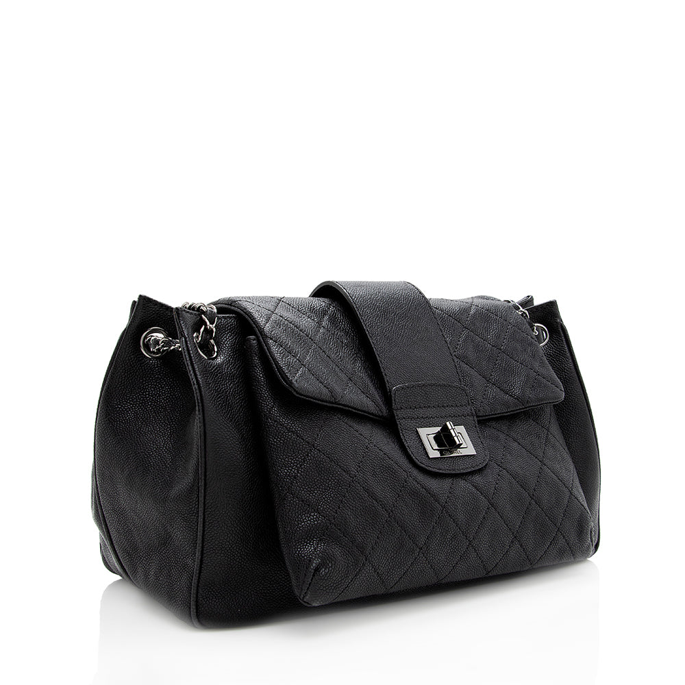 Chanel Washed Caviar Leather Mademoiselle Accordion Flap Bag (SHF-18925)