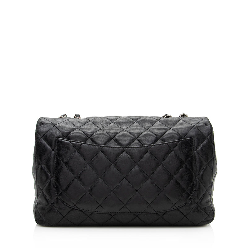 CHANEL Washed Lambskin Quilted Large Chain Around Messenger Black