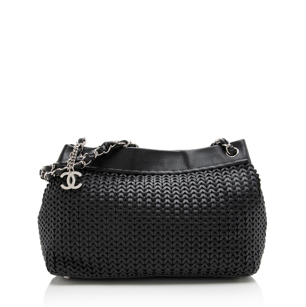 Chanel Timeless Tote Vintage Classic Wood Medium Beige Caviar Leather Shoulder Bag