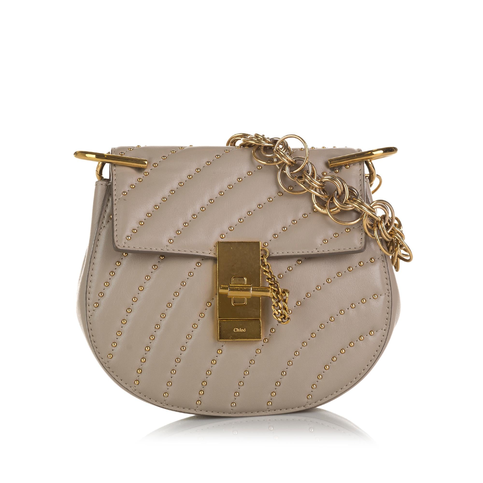 Chloe Drew Bijou Studded Leather Crossbody Bag (SHG-fiOW3d)