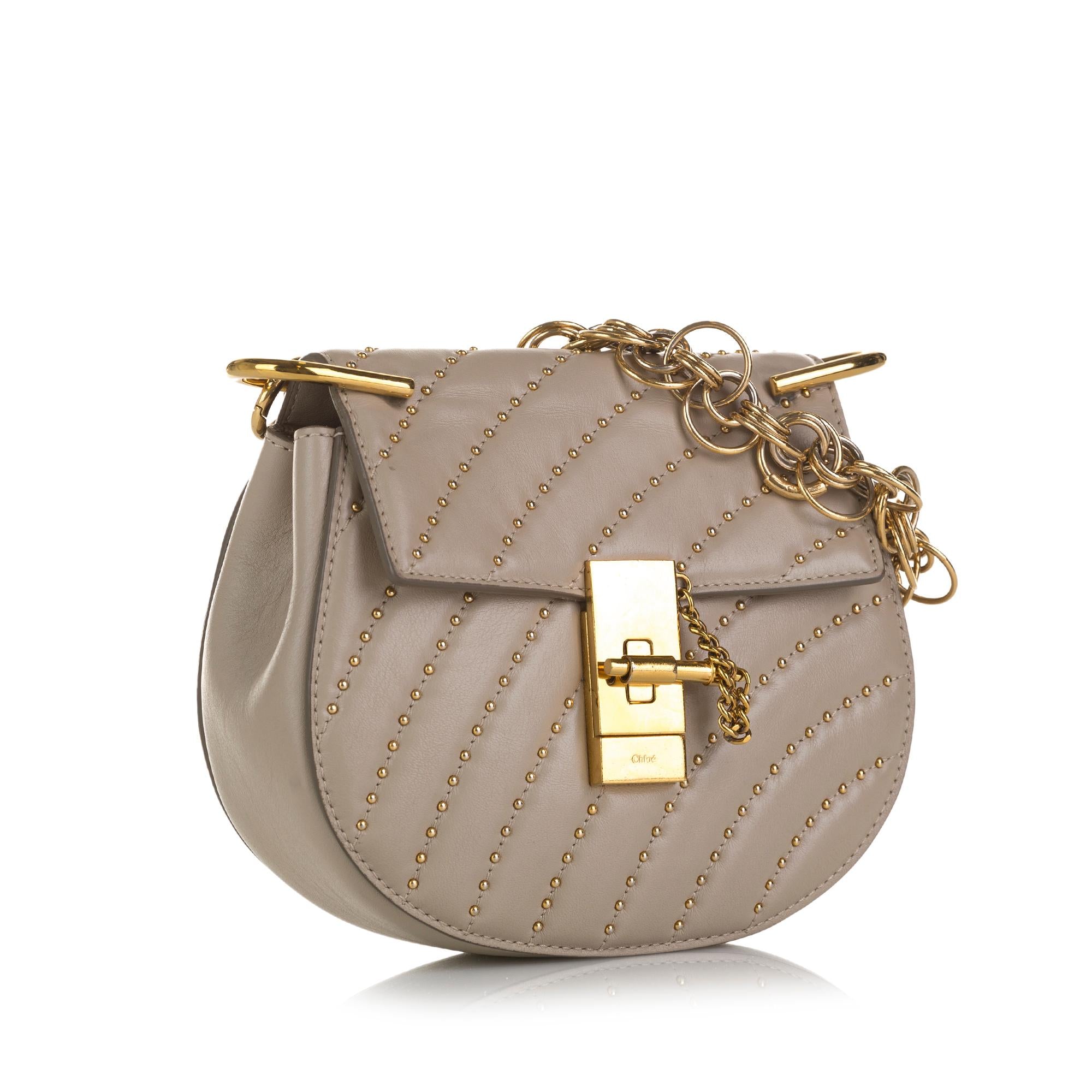 Chloe Drew Bijou Studded Leather Crossbody Bag (SHG-fiOW3d)