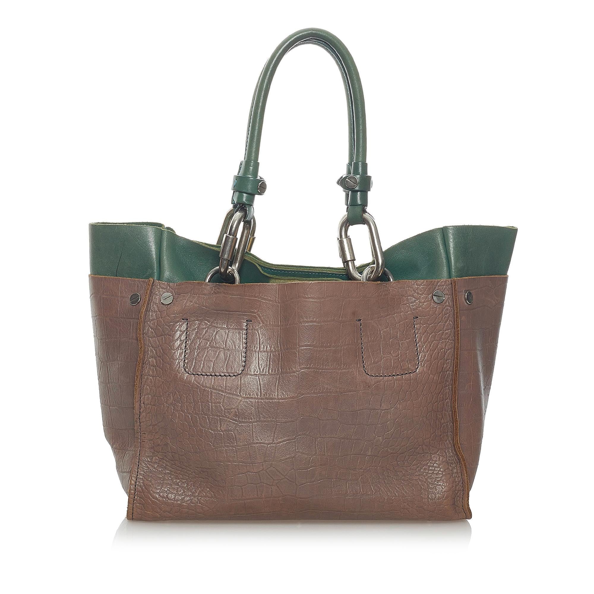 Chloe Embossed Cyndi Leather Tote Bag (SHG-33593)