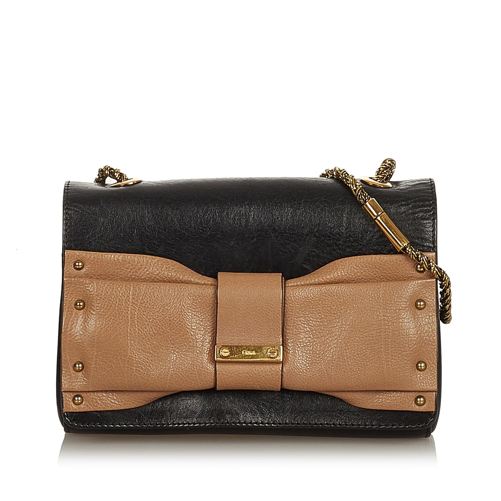 Chloe June Bow Flap Shoulder Bag (SHG-26643)