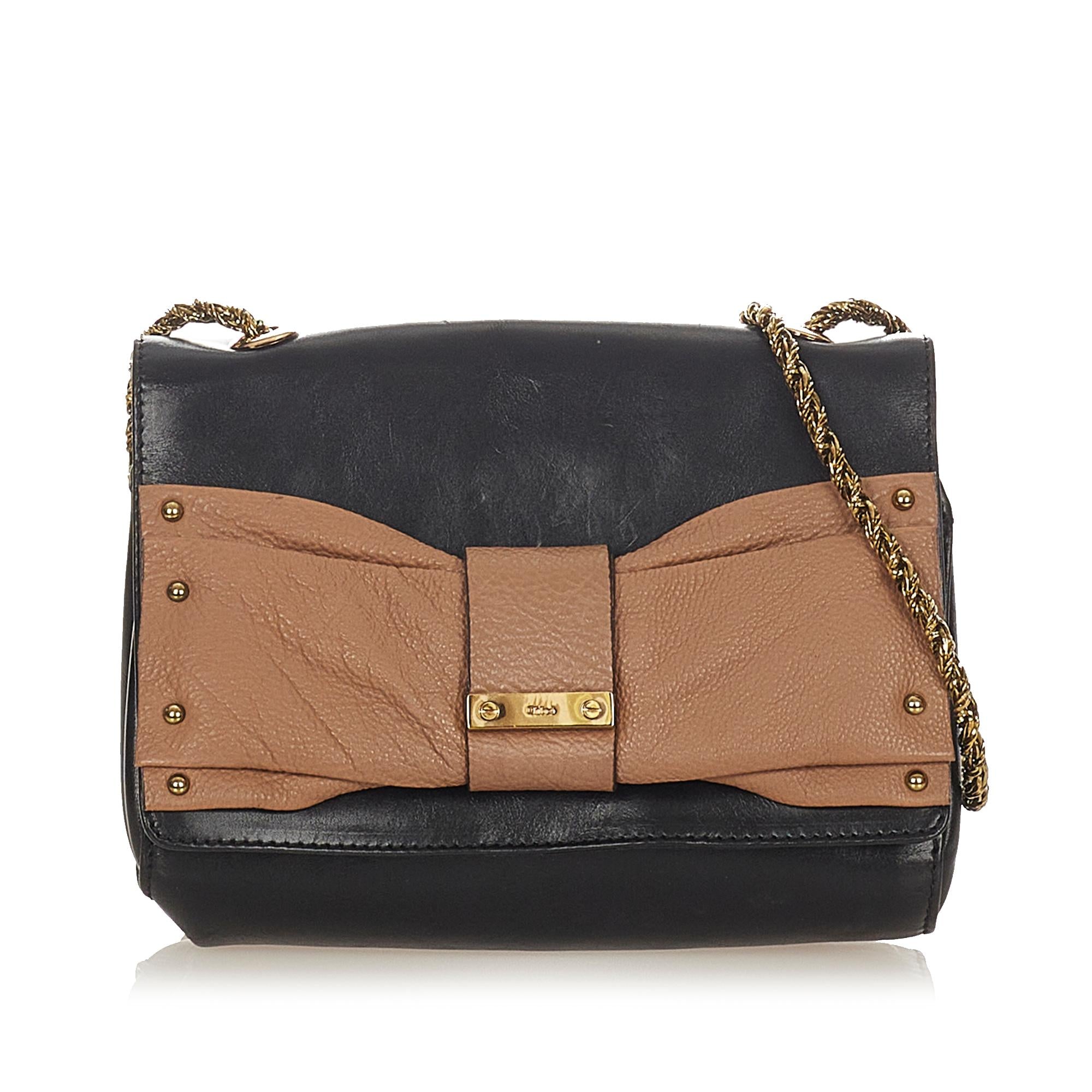 Chloe June Bow Flap Shoulder Bag (SHG-37647)