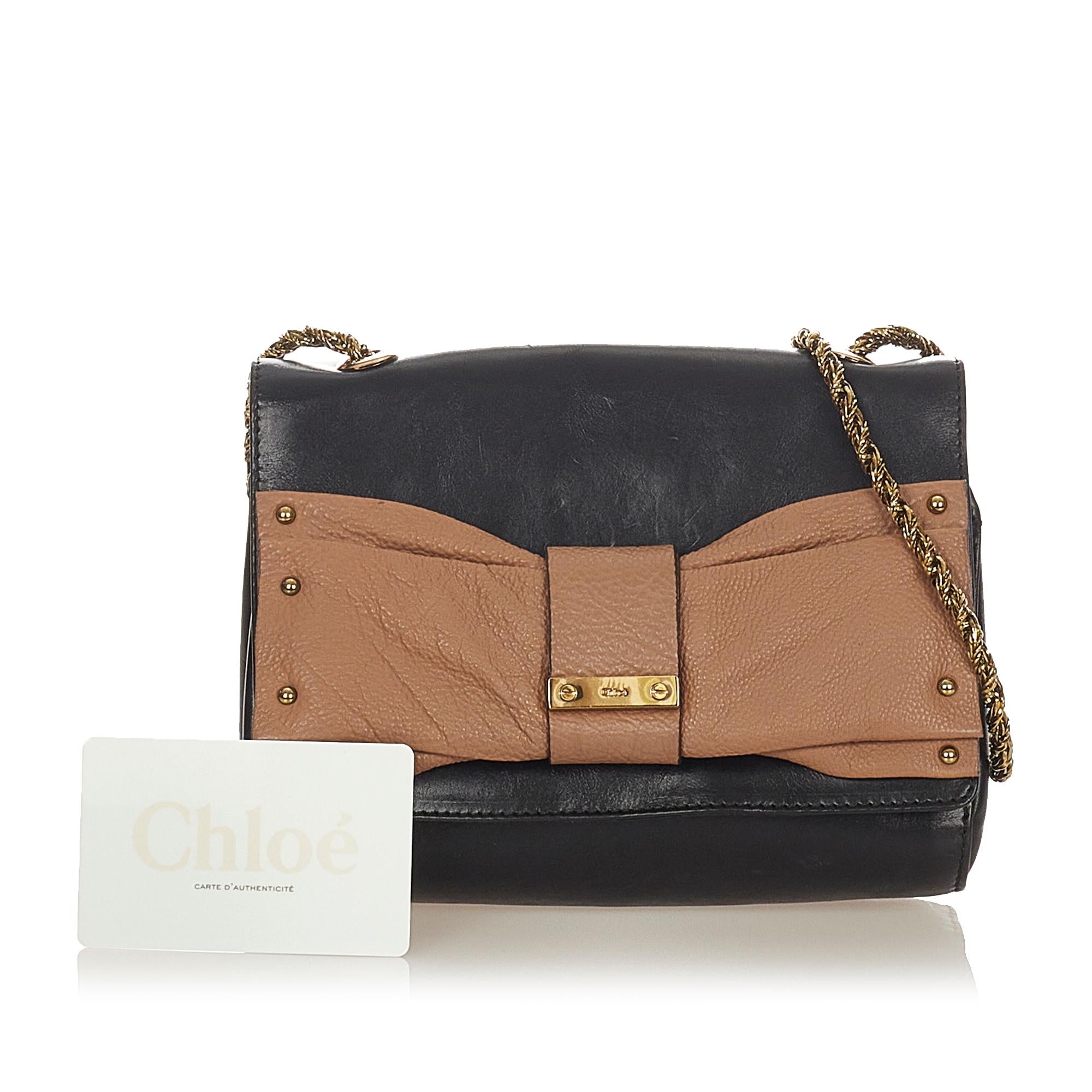 Chloe June Bow Flap Shoulder Bag (SHG-37647)