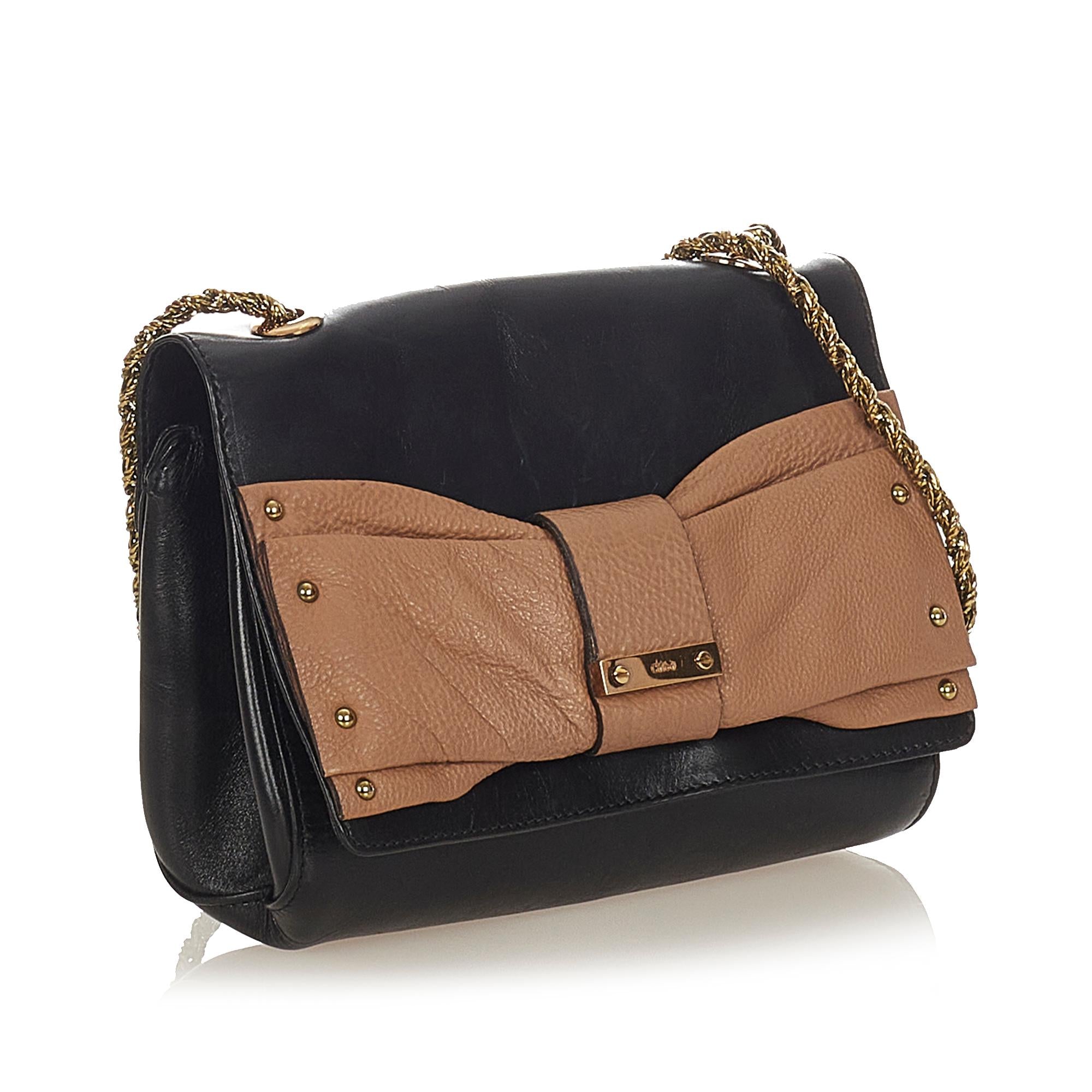Chloe June Bow Flap Shoulder Bag (SHG-37647)