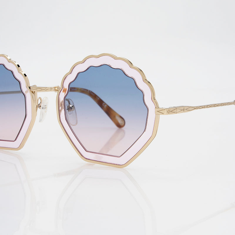 Chloe Round Scalloped Sunglasses (SHF-18226)