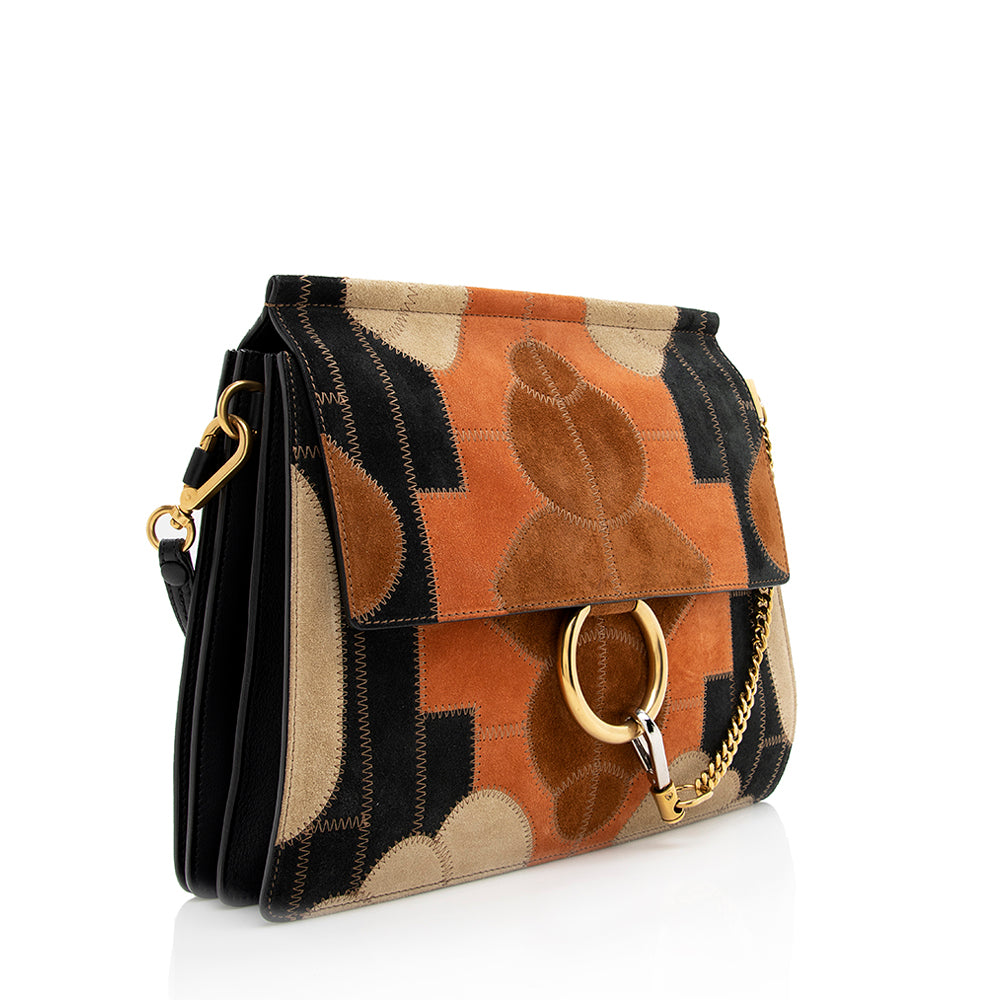 Chloe Suede Patchwork Faye Medium Shoulder Bag (SHF-18803)