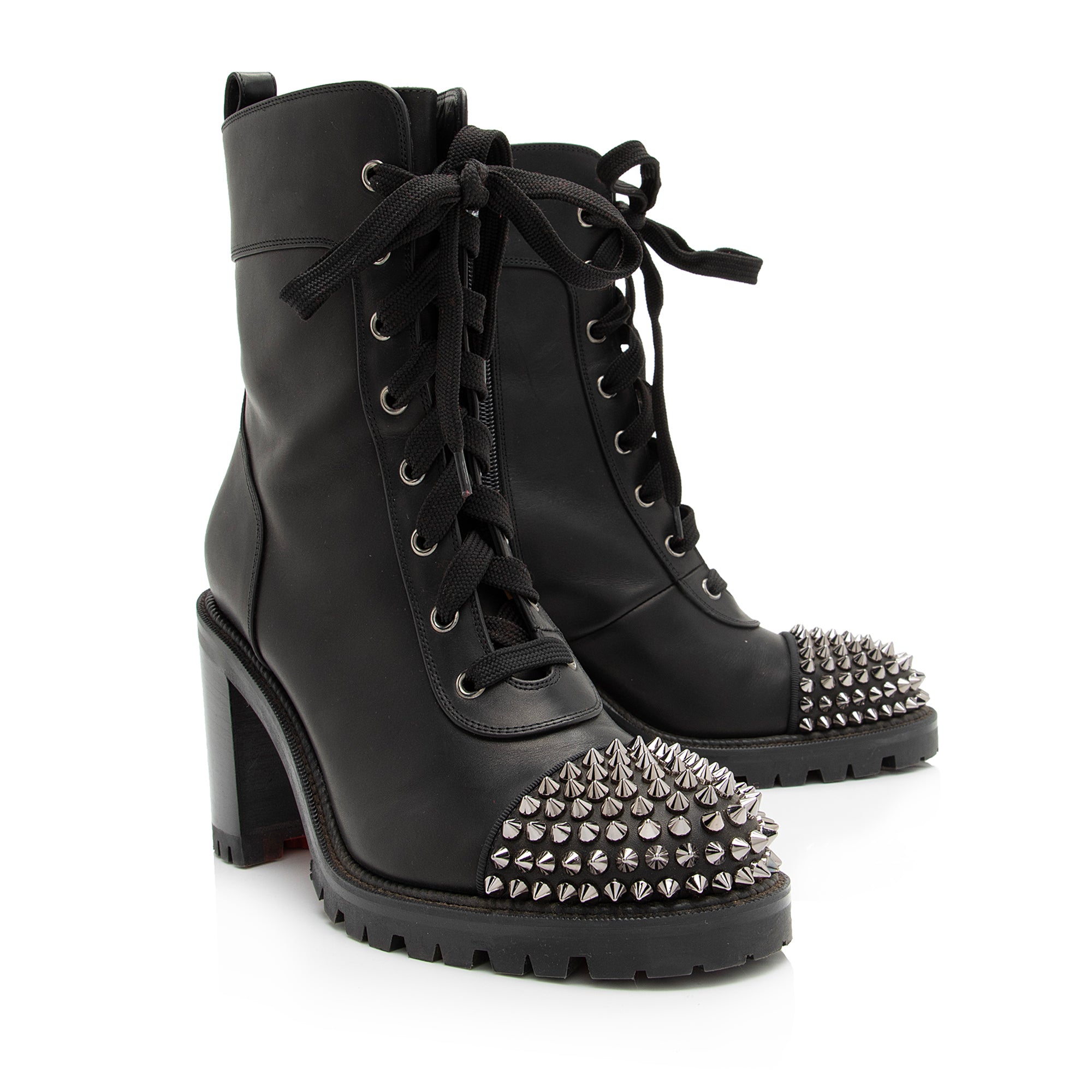 Christain Louboutin Calfskin TS Croc Spiked Ankle Boots - Size 9 / 39 (SHF-23127)