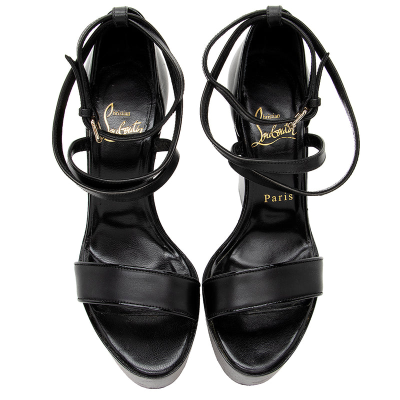 Christian Louboutin Calfskin Si Ma Zeppa Wedge Sandals - Size 7 / 37 (SHF-18760)