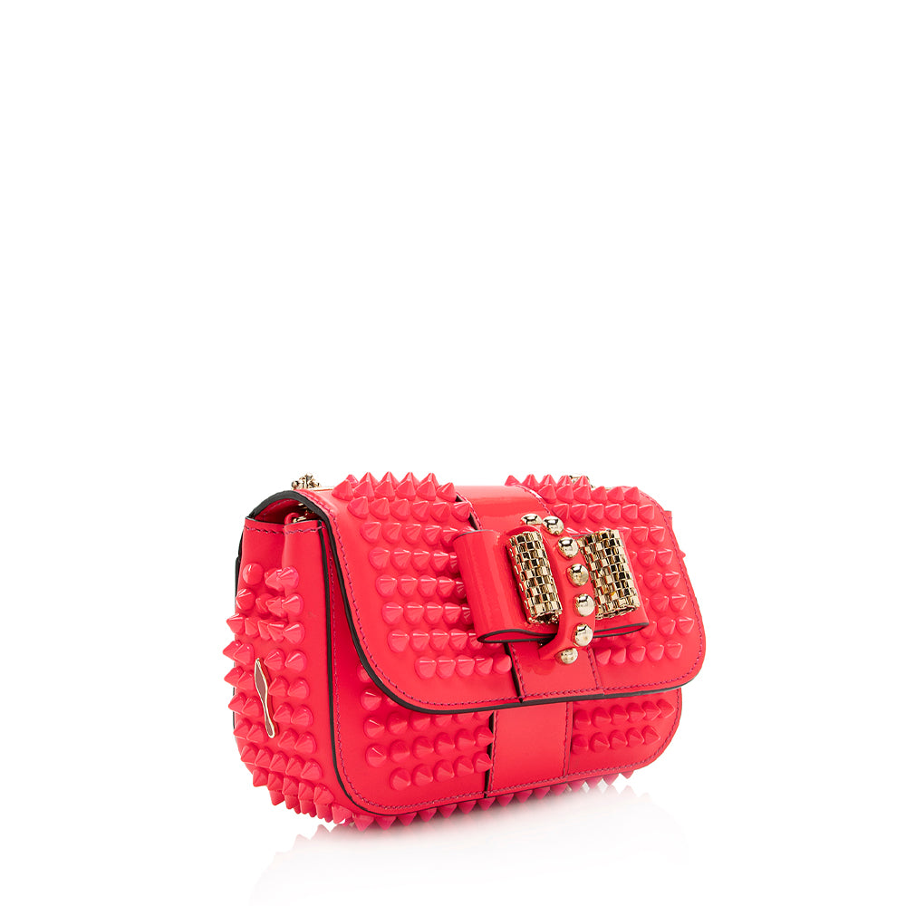 Christian Louboutin Calfskin Spiked Sweet Charity Small Crossbody Bag (SHF-20782)