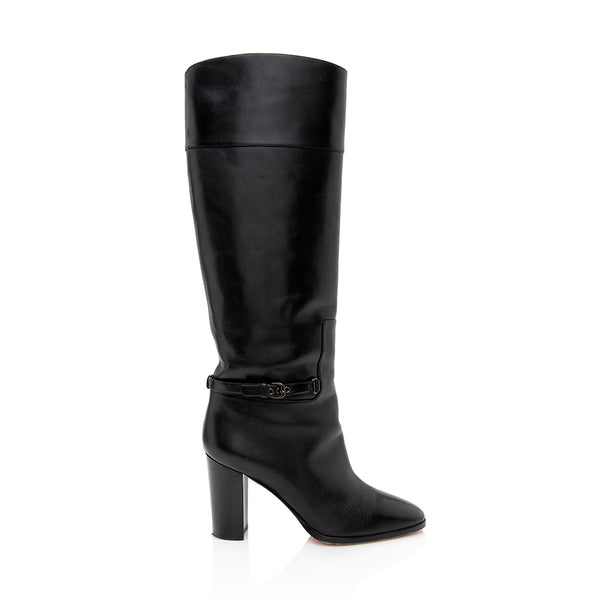 Christian Louboutin Leather Buckle Tall Boots - Size 7 / 37 (SHF-22036)