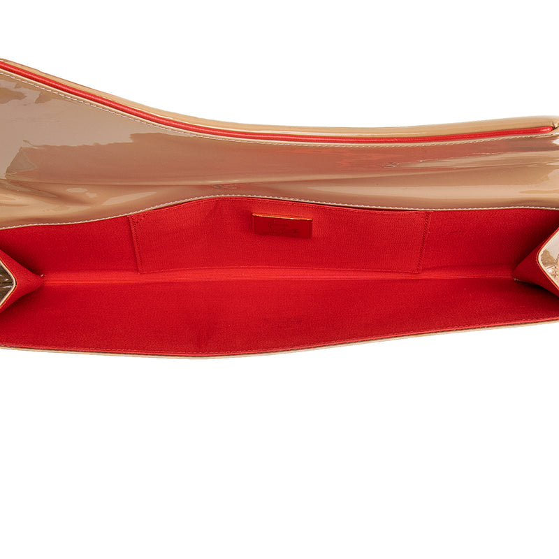 Christian Louboutin Pigalle Patent Leather Clutch in Natural