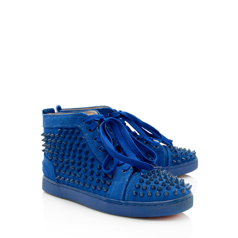 Christian Louboutin Blue Suede Louis Spikes High Top Sneakers Size